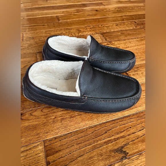 UGG Men's Ascot Loafer Slipper Leather Upper Brown Size 13 EE (Extra Wide) - Picture 14 of 14